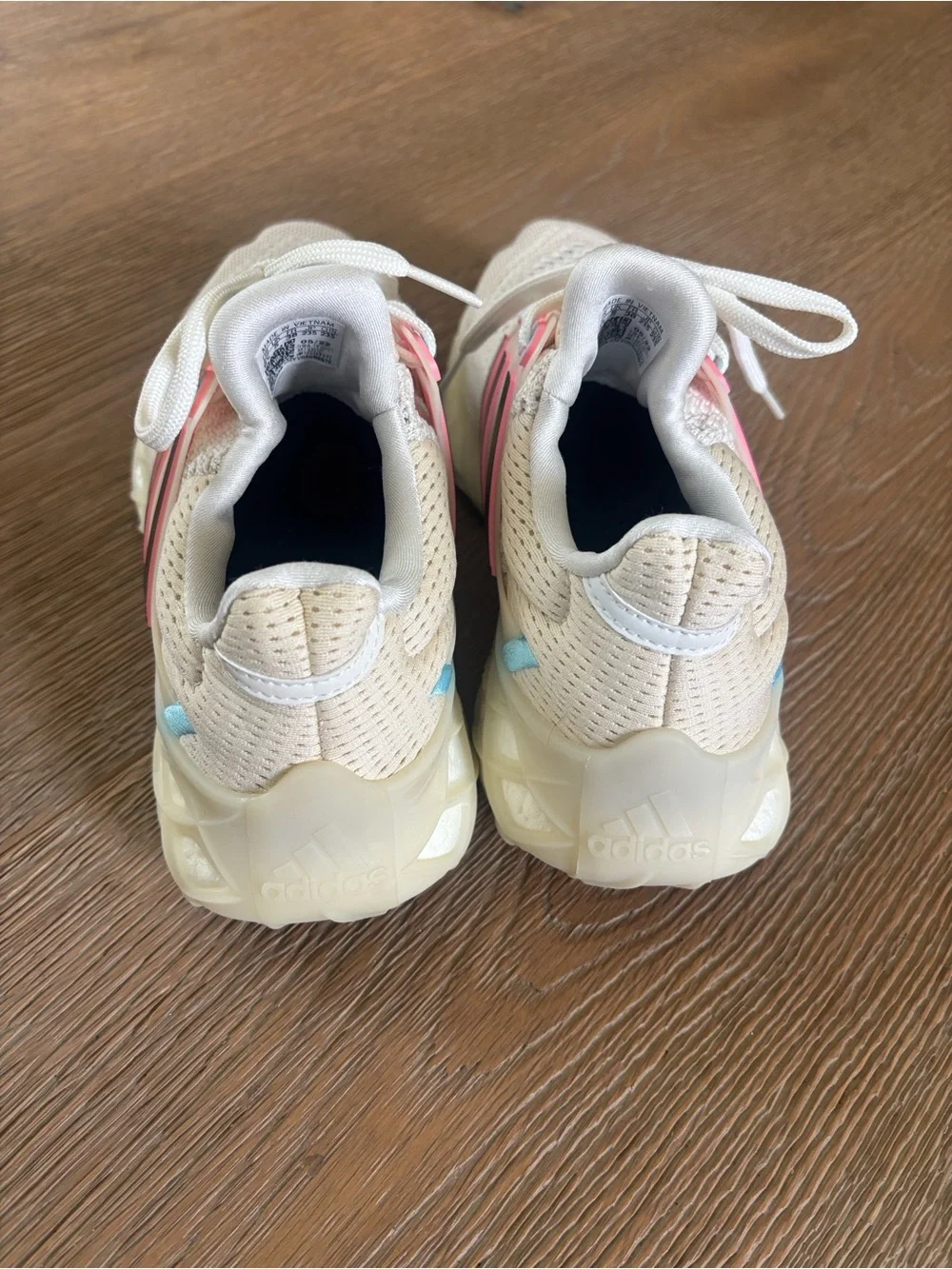 adidas Kids Sneakers Cream with Pink & Navy Accents